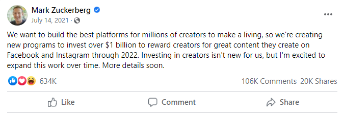 Mark-Zuckerberg-Facebook-Post-Announcing-Investment-in-Creators